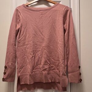 Blush Pink Boatneck Sweater with Button Cuffs